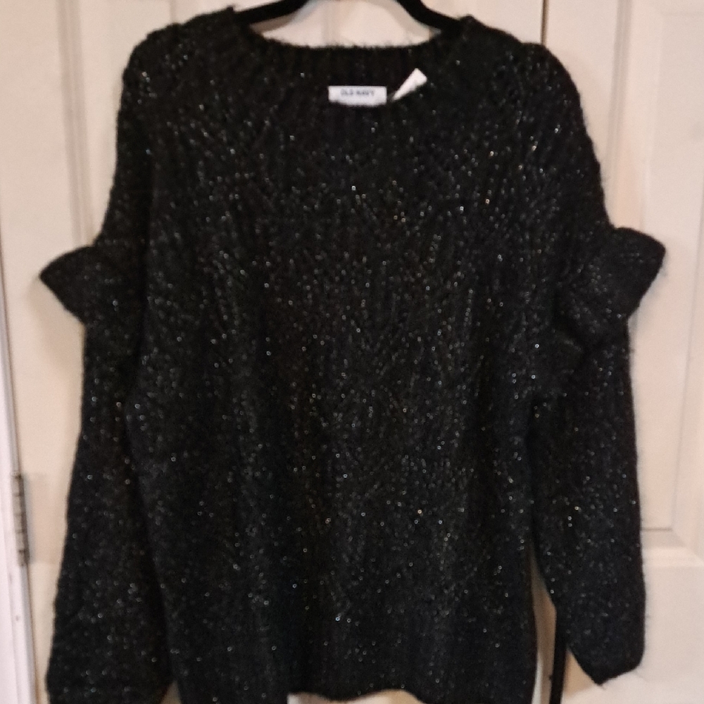 NWT Old Navy Sparkly Black Off-the-Shoulder Sweater